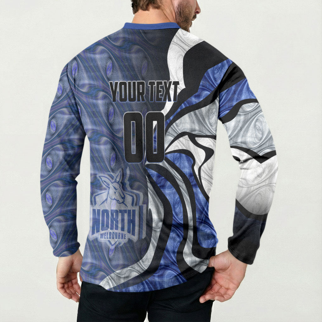Personalised North Melbourne Kangaroos Button Sweatshirt Trippy Psychedelic Abstract Art Mascot Football Fans