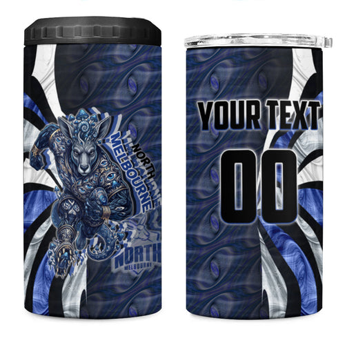Personalised North Melbourne Kangaroos 4 in 1 Can Cooler Tumbler Trippy Psychedelic Abstract Art Mascot Football Fans