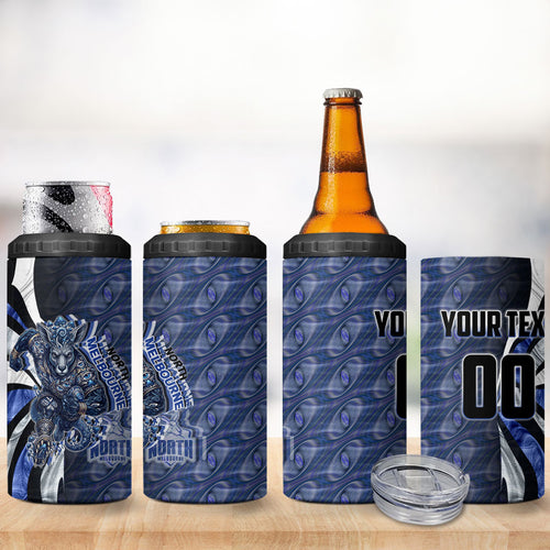 Personalised North Melbourne Kangaroos 4 in 1 Can Cooler Tumbler Trippy Psychedelic Abstract Art Mascot Football Fans
