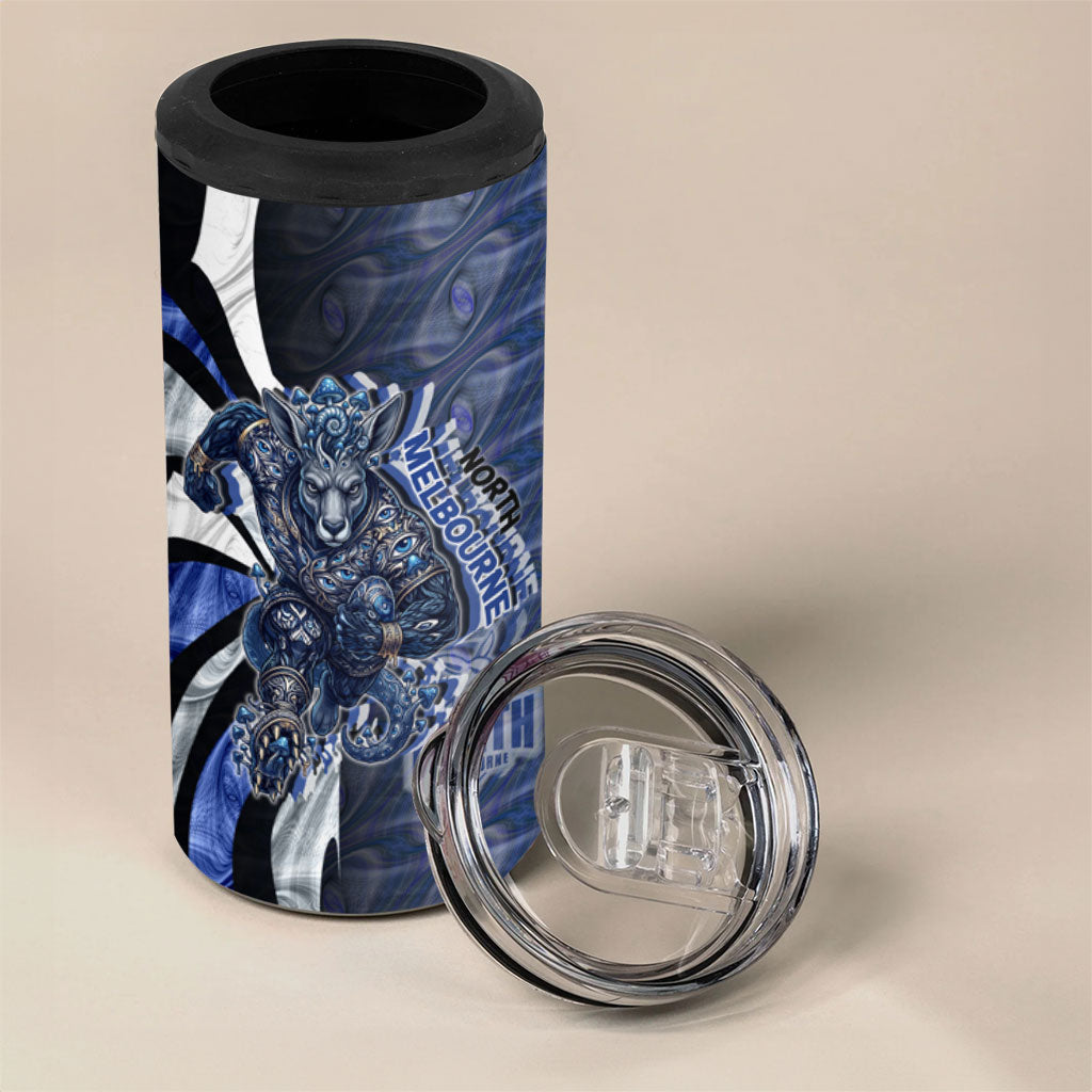 Personalised North Melbourne Kangaroos 4 in 1 Can Cooler Tumbler Trippy Psychedelic Abstract Art Mascot Football Fans