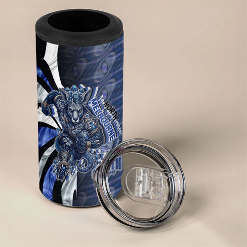 Personalised North Melbourne Kangaroos 4 in 1 Can Cooler Tumbler Trippy Psychedelic Abstract Art Mascot Football Fans