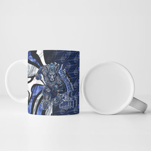 Personalised North Melbourne Kangaroos Ceramic Mug Trippy Psychedelic Abstract Art Mascot Football Fans