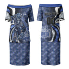Personalised North Melbourne Kangaroos Couples Matching Puletasi and Hawaiian Shirt Trippy Psychedelic Abstract Art Mascot Football Fans