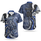 Personalised North Melbourne Kangaroos Couples Matching Summer Maxi Dress and Hawaiian Shirt Trippy Psychedelic Abstract Art Mascot Football Fans