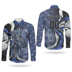 Personalised North Melbourne Kangaroos Couples Matching Summer Maxi Dress and Long Sleeve Button Shirt Trippy Psychedelic Abstract Art Mascot Football Fans