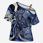 Personalised North Melbourne Kangaroos Cross Shoulder Shirt Trippy Psychedelic Abstract Art Mascot Football Fans