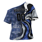 Personalised North Melbourne Kangaroos Cross Shoulder Shirt Trippy Psychedelic Abstract Art Mascot Football Fans