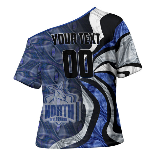 Personalised North Melbourne Kangaroos Cross Shoulder Shirt Trippy Psychedelic Abstract Art Mascot Football Fans