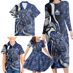Personalised North Melbourne Kangaroos Family Matching Long Sleeve Bodycon Dress and Hawaiian Shirt Trippy Psychedelic Abstract Art Mascot Football Fans