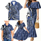 Personalised North Melbourne Kangaroos Family Matching Mermaid Dress and Hawaiian Shirt Trippy Psychedelic Abstract Art Mascot Football Fans
