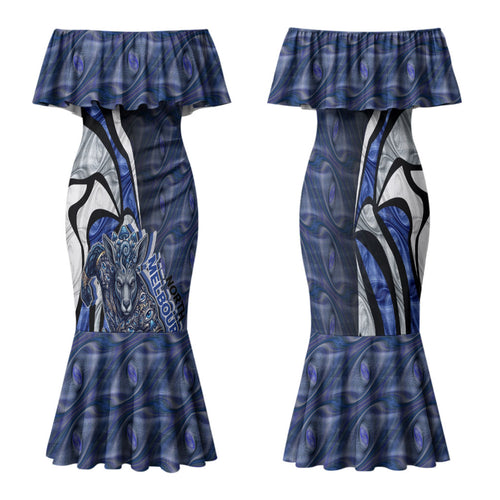 Personalised North Melbourne Kangaroos Family Matching Mermaid Dress and Hawaiian Shirt Trippy Psychedelic Abstract Art Mascot Football Fans