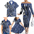 Personalised North Melbourne Kangaroos Family Matching Off The Shoulder Long Sleeve Dress and Hawaiian Shirt Trippy Psychedelic Abstract Art Mascot Football Fans