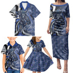 Personalised North Melbourne Kangaroos Family Matching Puletasi and Hawaiian Shirt Trippy Psychedelic Abstract Art Mascot Football Fans