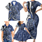 Personalised North Melbourne Kangaroos Family Matching Short Sleeve Bodycon Dress and Hawaiian Shirt Trippy Psychedelic Abstract Art Mascot Football Fans