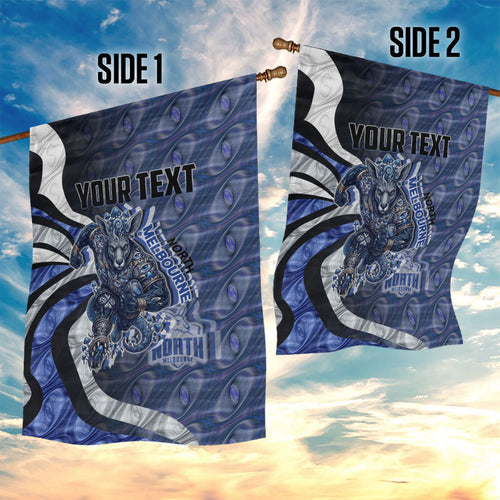 Personalised North Melbourne Kangaroos Garden Flag Trippy Psychedelic Abstract Art Mascot Football Fans