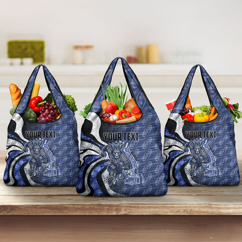 Personalised North Melbourne Kangaroos Grocery Bag Trippy Psychedelic Abstract Art Mascot Football Fans