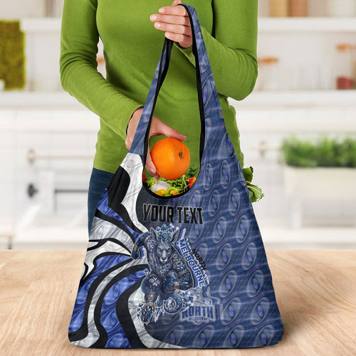 Personalised North Melbourne Kangaroos Grocery Bag Trippy Psychedelic Abstract Art Mascot Football Fans