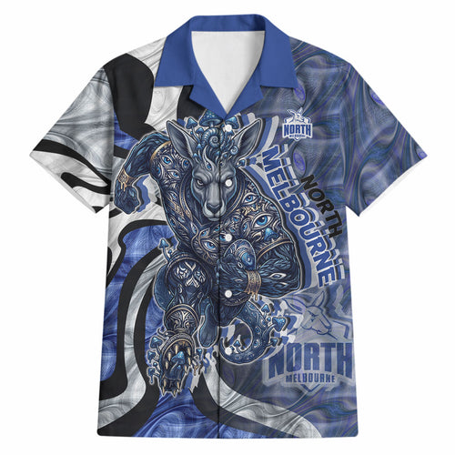 Personalised North Melbourne Kangaroos Hawaiian Shirt Trippy Psychedelic Abstract Art Mascot Football Fans