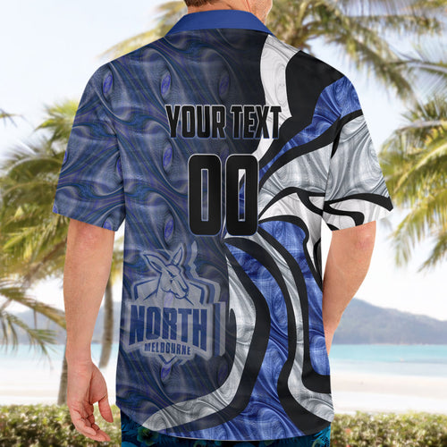 Personalised North Melbourne Kangaroos Hawaiian Shirt Trippy Psychedelic Abstract Art Mascot Football Fans