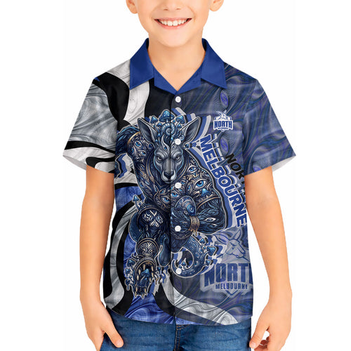 Personalised North Melbourne Kangaroos Hawaiian Shirt Trippy Psychedelic Abstract Art Mascot Football Fans