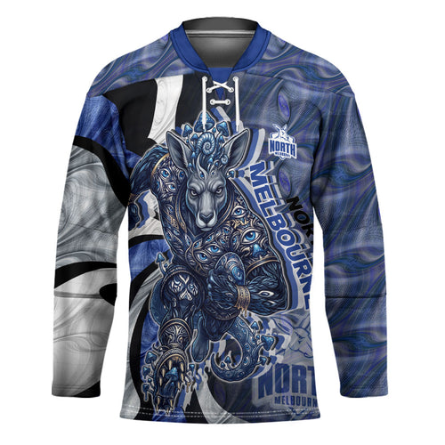 Personalised North Melbourne Kangaroos Hockey Jersey Trippy Psychedelic Abstract Art Mascot Football Fans
