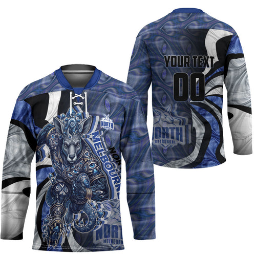 Personalised North Melbourne Kangaroos Hockey Jersey Trippy Psychedelic Abstract Art Mascot Football Fans