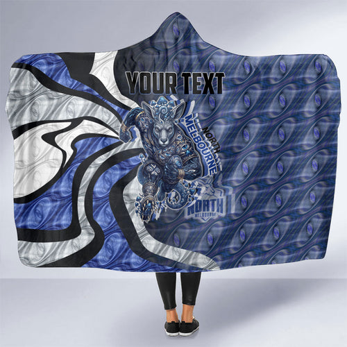 Personalised North Melbourne Kangaroos Hooded Blanket Trippy Psychedelic Abstract Art Mascot Football Fans