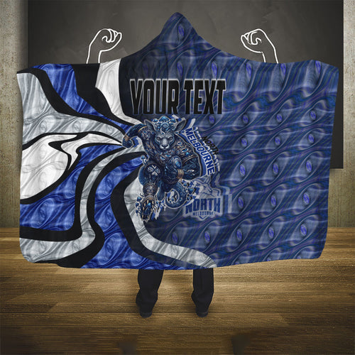 Personalised North Melbourne Kangaroos Hooded Blanket Trippy Psychedelic Abstract Art Mascot Football Fans