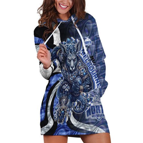 Personalised North Melbourne Kangaroos Hoodie Dress Trippy Psychedelic Abstract Art Mascot Football Fans