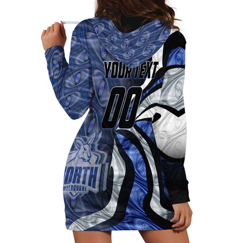 Personalised North Melbourne Kangaroos Hoodie Dress Trippy Psychedelic Abstract Art Mascot Football Fans