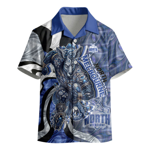 Personalised North Melbourne Kangaroos Kid Hawaiian Shirt Trippy Psychedelic Abstract Art Mascot Football Fans