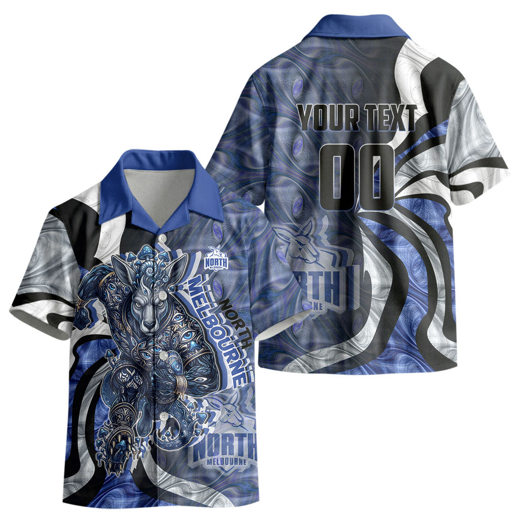 Personalised North Melbourne Kangaroos Kid Hawaiian Shirt Trippy Psychedelic Abstract Art Mascot Football Fans