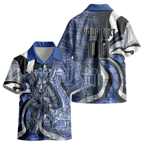 Personalised North Melbourne Kangaroos Kid Hawaiian Shirt Trippy Psychedelic Abstract Art Mascot Football Fans