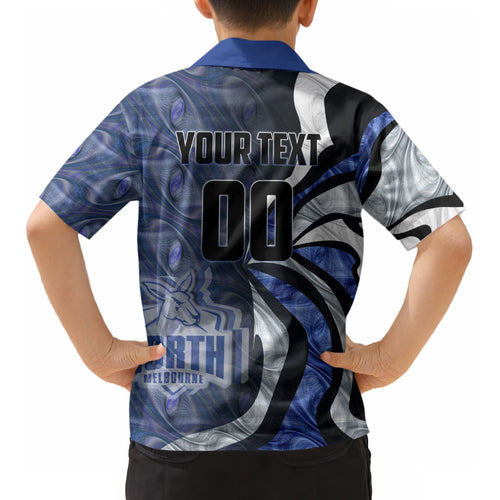 Personalised North Melbourne Kangaroos Kid Hawaiian Shirt Trippy Psychedelic Abstract Art Mascot Football Fans