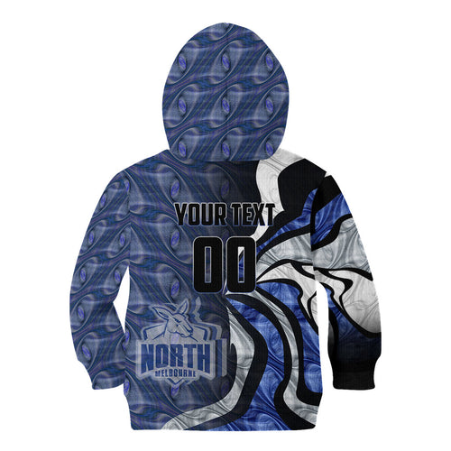 Personalised North Melbourne Kangaroos Kid Hoodie Trippy Psychedelic Abstract Art Mascot Football Fans