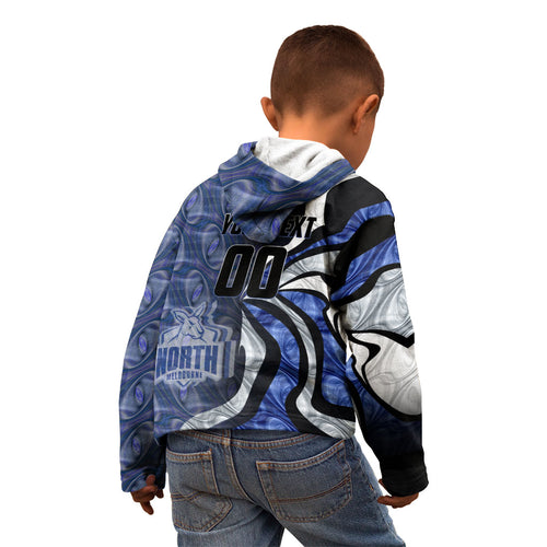 Personalised North Melbourne Kangaroos Kid Hoodie Trippy Psychedelic Abstract Art Mascot Football Fans