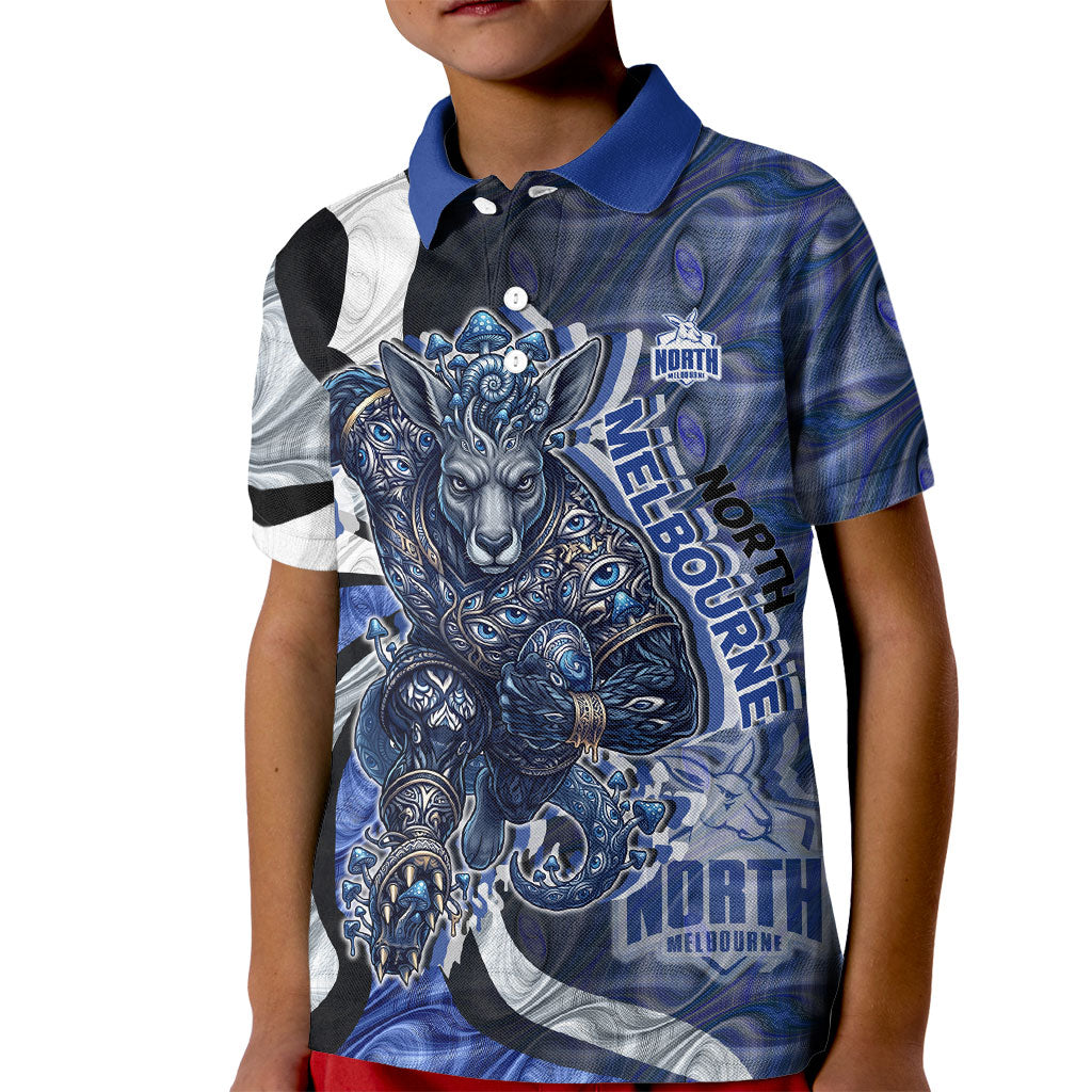 Personalised North Melbourne Kangaroos Kid Polo Shirt Trippy Psychedelic Abstract Art Mascot Football Fans