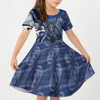 Personalised North Melbourne Kangaroos Kid Short Sleeve Dress Trippy Psychedelic Abstract Art Mascot Football Fans