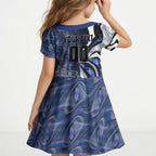 Personalised North Melbourne Kangaroos Kid Short Sleeve Dress Trippy Psychedelic Abstract Art Mascot Football Fans