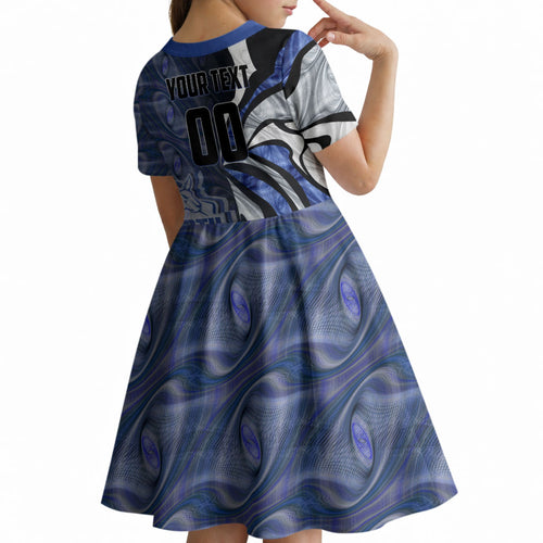 Personalised North Melbourne Kangaroos Kid Short Sleeve Dress Trippy Psychedelic Abstract Art Mascot Football Fans