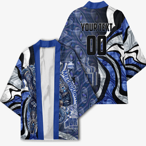 Personalised North Melbourne Kangaroos Kimono Trippy Psychedelic Abstract Art Mascot Football Fans