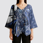 Personalised North Melbourne Kangaroos Kimono Sleeve Blouse Trippy Psychedelic Abstract Art Mascot Football Fans