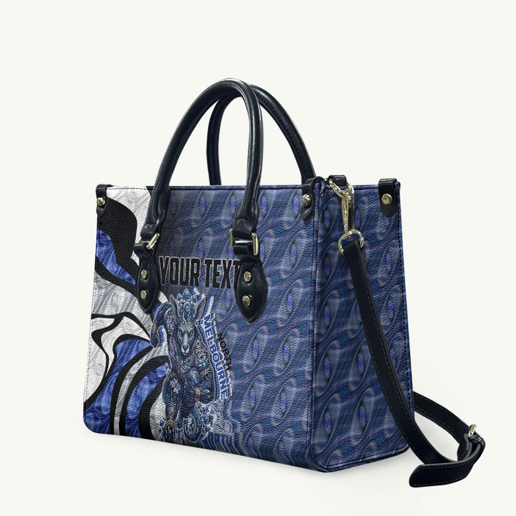 Personalised North Melbourne Kangaroos Leather Bag Trippy Psychedelic Abstract Art Mascot Football Fans