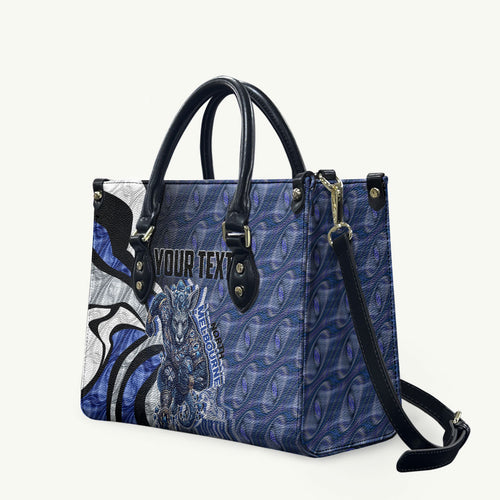 Personalised North Melbourne Kangaroos Leather Bag Trippy Psychedelic Abstract Art Mascot Football Fans