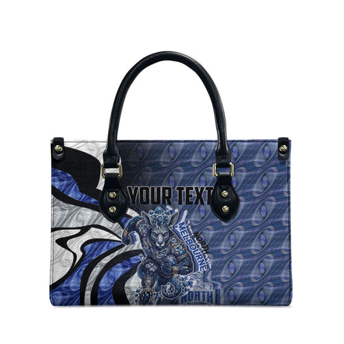 Personalised North Melbourne Kangaroos Leather Bag Trippy Psychedelic Abstract Art Mascot Football Fans
