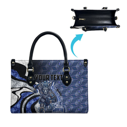 Personalised North Melbourne Kangaroos Leather Bag Trippy Psychedelic Abstract Art Mascot Football Fans