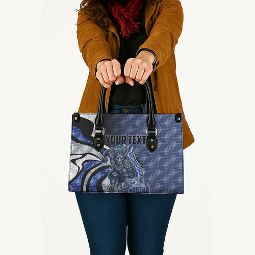Personalised North Melbourne Kangaroos Leather Bag Trippy Psychedelic Abstract Art Mascot Football Fans