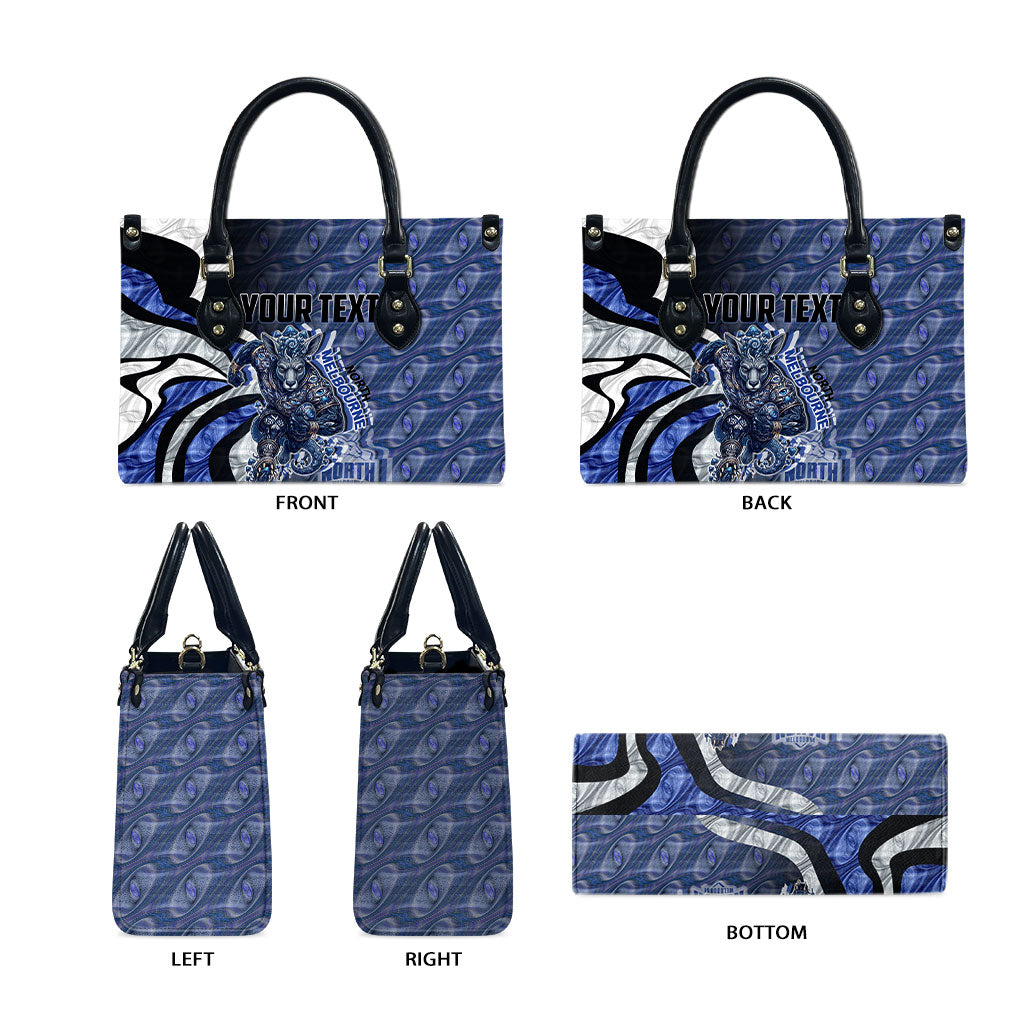 Personalised North Melbourne Kangaroos Leather Bag Trippy Psychedelic Abstract Art Mascot Football Fans