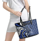 Personalised North Melbourne Kangaroos Leather Tote Bag Trippy Psychedelic Abstract Art Mascot Football Fans