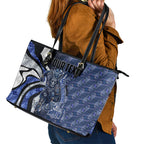 Personalised North Melbourne Kangaroos Leather Tote Bag Trippy Psychedelic Abstract Art Mascot Football Fans